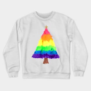 Rainbow Watercolor Christmas Tree Crewneck Sweatshirt